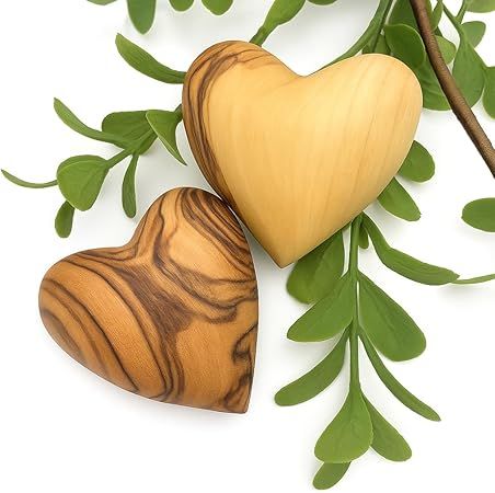 @Olive Wood Holy Land Holding Heart Set of 3
