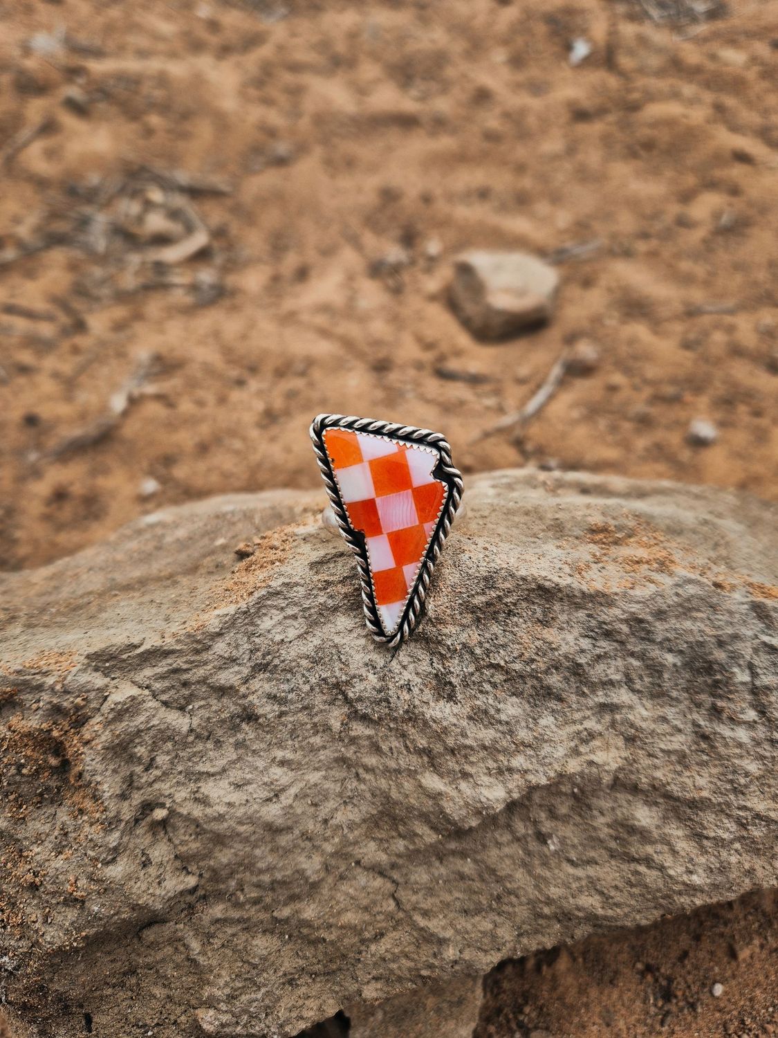 ORANGE & WHITE BOLT ring