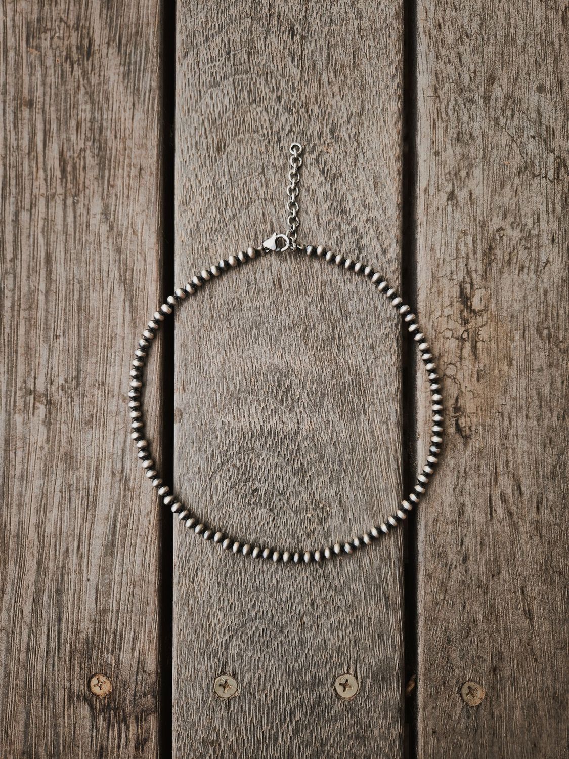 DESERT PEARL ROUND bead necklace 4mm (14inch)