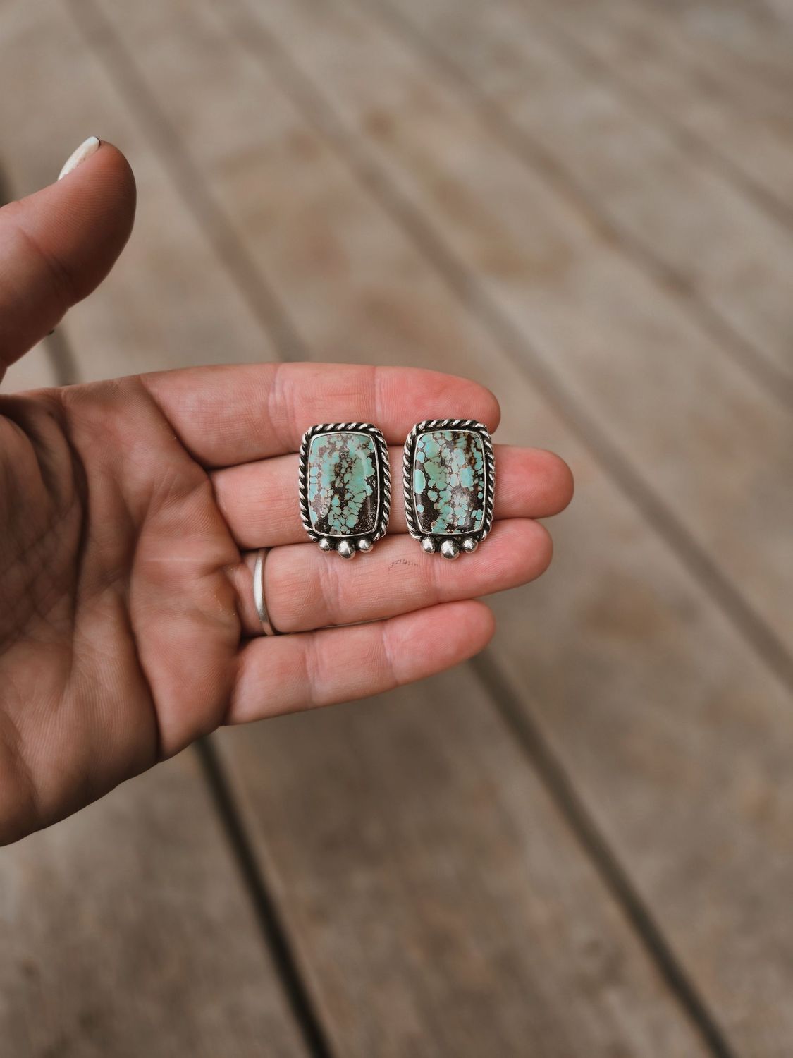 DARK GREEN Hubei Turquoise earrings