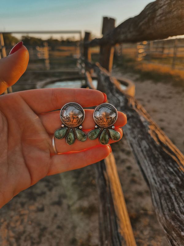 BUFFALO & SENORAN TURQUOISE studs