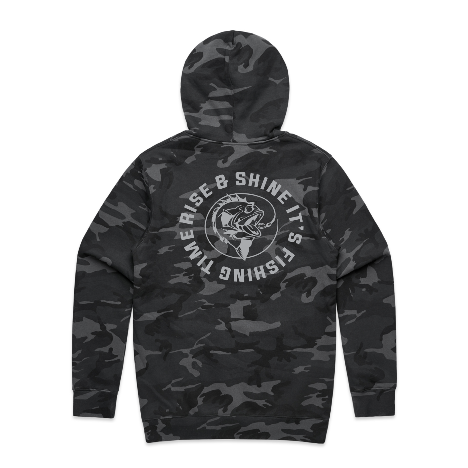Rise &amp; Shine its Fishing Time Hoodie - Limited Edition Black Camo