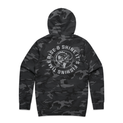 Rise &amp; Shine its Fishing Time Hoodie - Limited Edition Black Camo