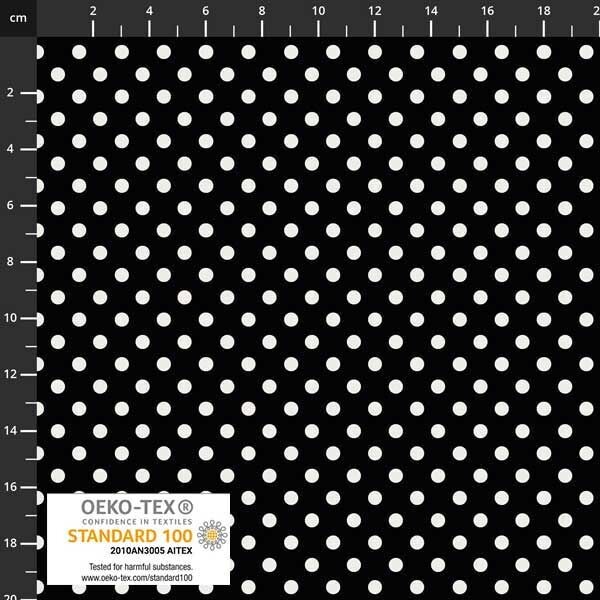 Tessuto Essential Pois bianchi su base nera Tessuto Essential Pois bianchi su base nera