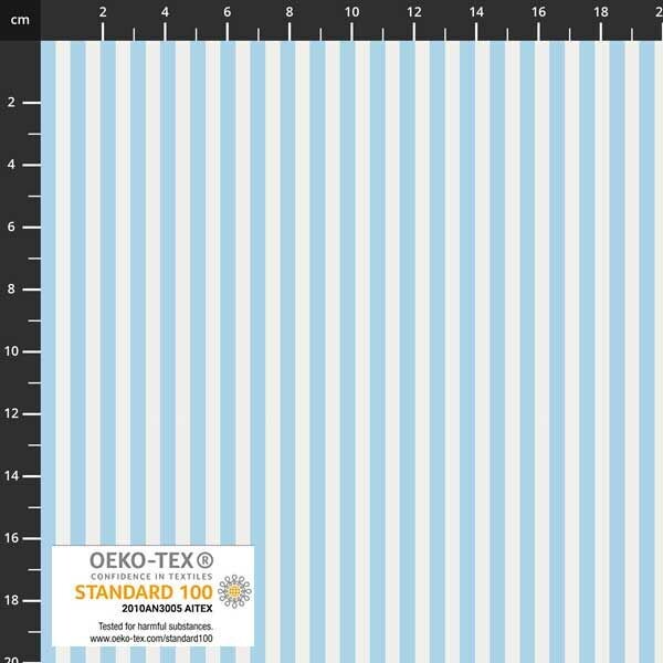 Tessuto Essential righe bianche su base azzurro baby