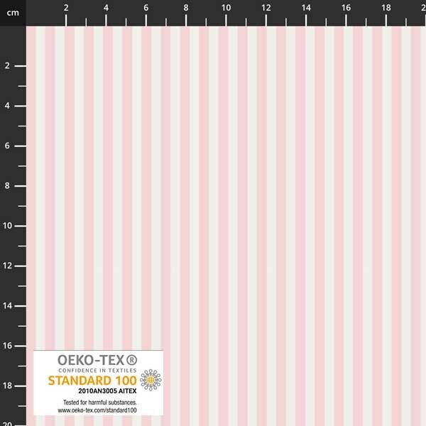 Tessuto Essential righe bianche su base rosa baby