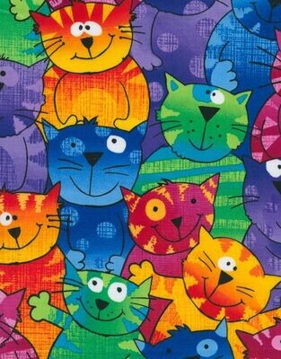 Tessuto con gatti colorati