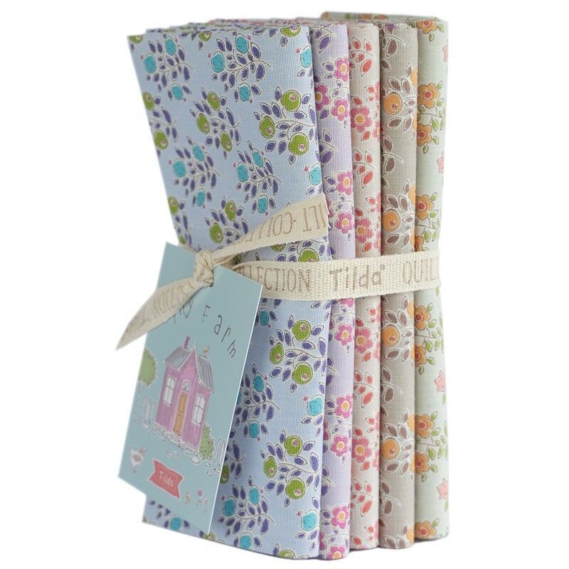 Tilda Tiny Farm, 5 Fat Quarter 50 x 55 cm - Fiori e Bacche della Fattoria