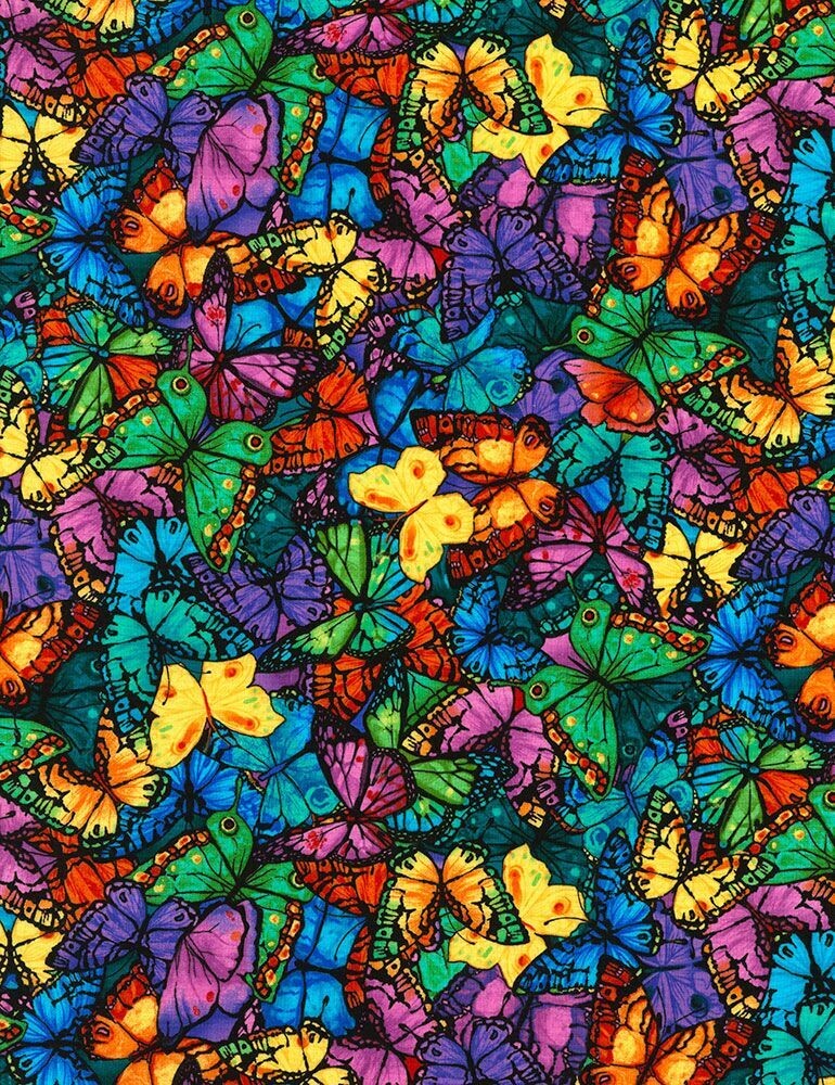 Tessuto farfalle colorate C6324