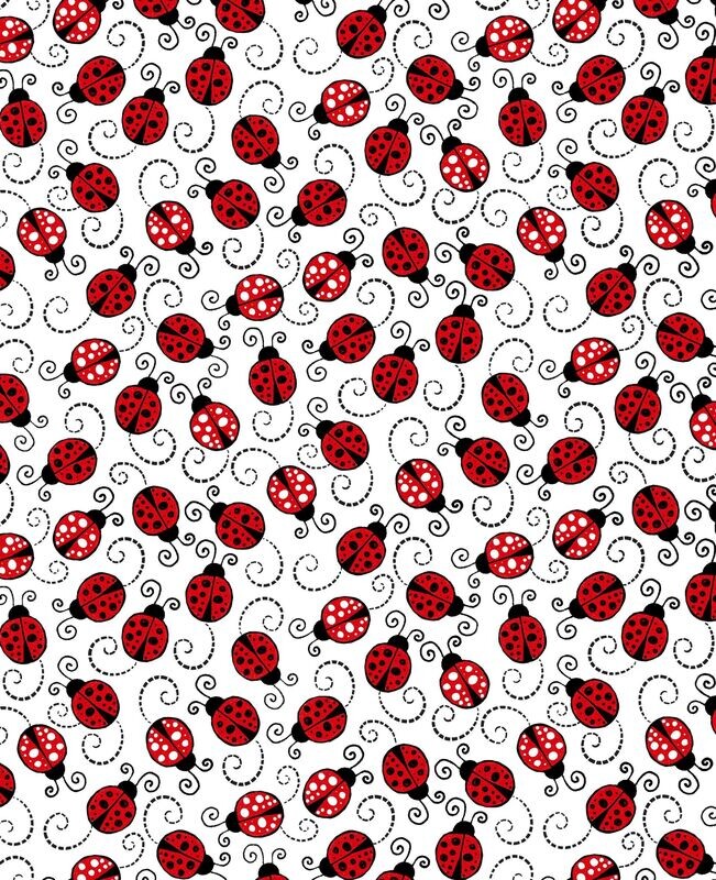 Tessuto coccinelle su base bianca C7744 Tessuto coccinelle su base bianca C7744