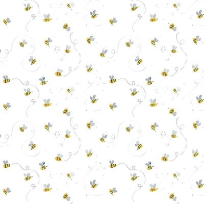 Tessuto con api su base bianca DCJ1890