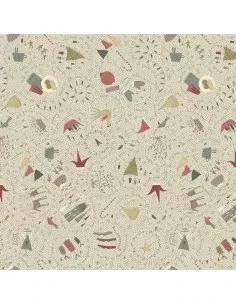 Tessuto All for Christmas by Anni Downs, beige con decorazioni natalizie 2672-33