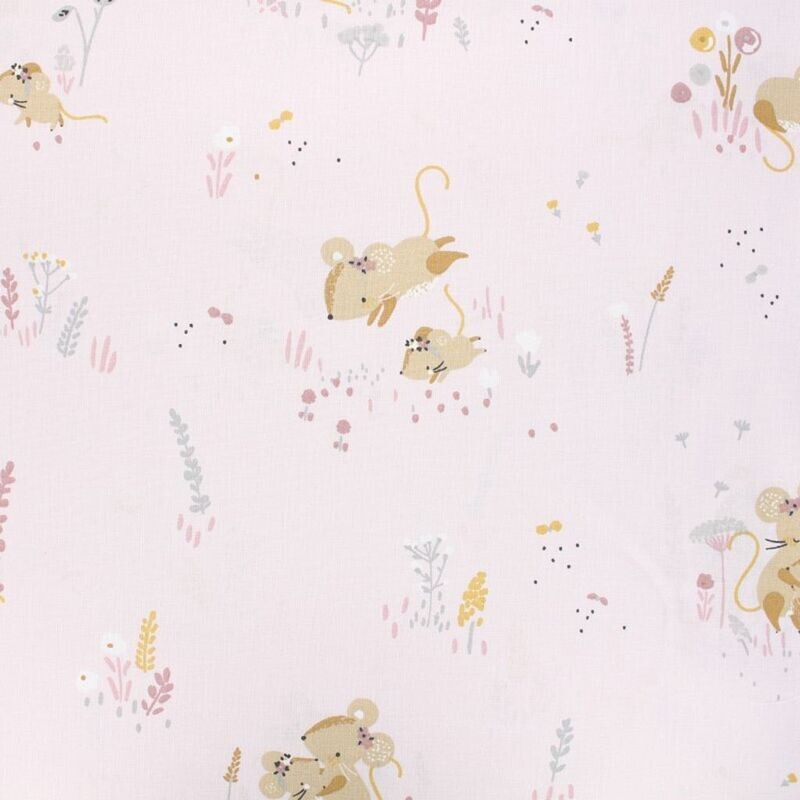 Tessuto rosa con topolini PN-0197203