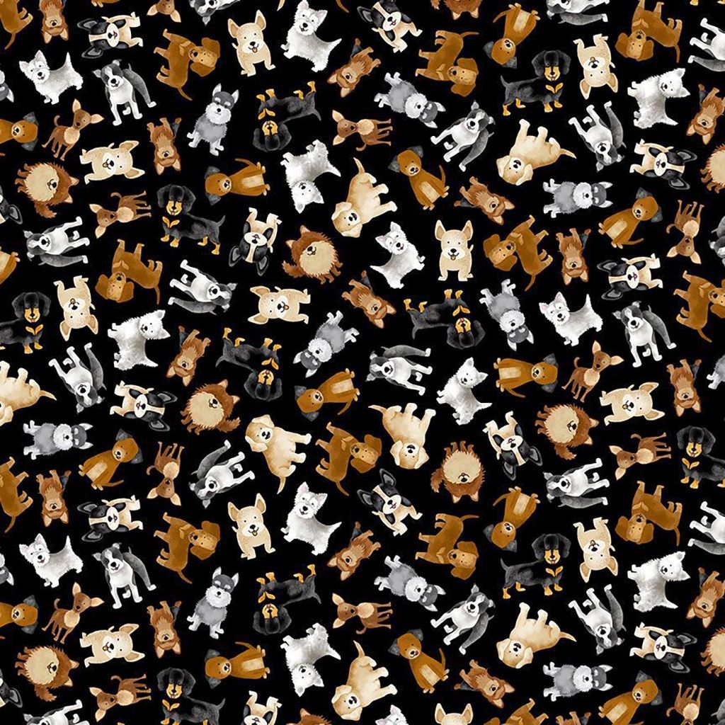 Tessuto con cani su sfondo neroTimeless Treasures PN-0212294