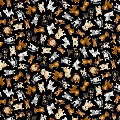 Tessuto con cani su sfondo neroTimeless Treasures PN-0212294 Tessuto con cani su sfondo neroTimeless Treasures PN-0212294