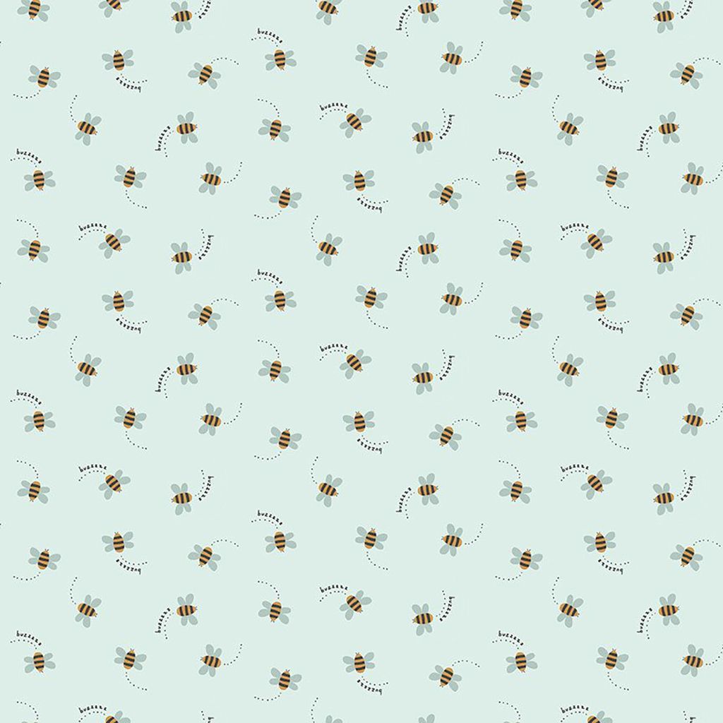 Tessuto api su base azzurra  Stella fabrics buzzy bee