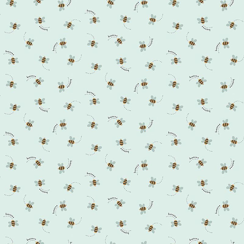 Tessuto api su base azzurra  Stella fabrics buzzy bee