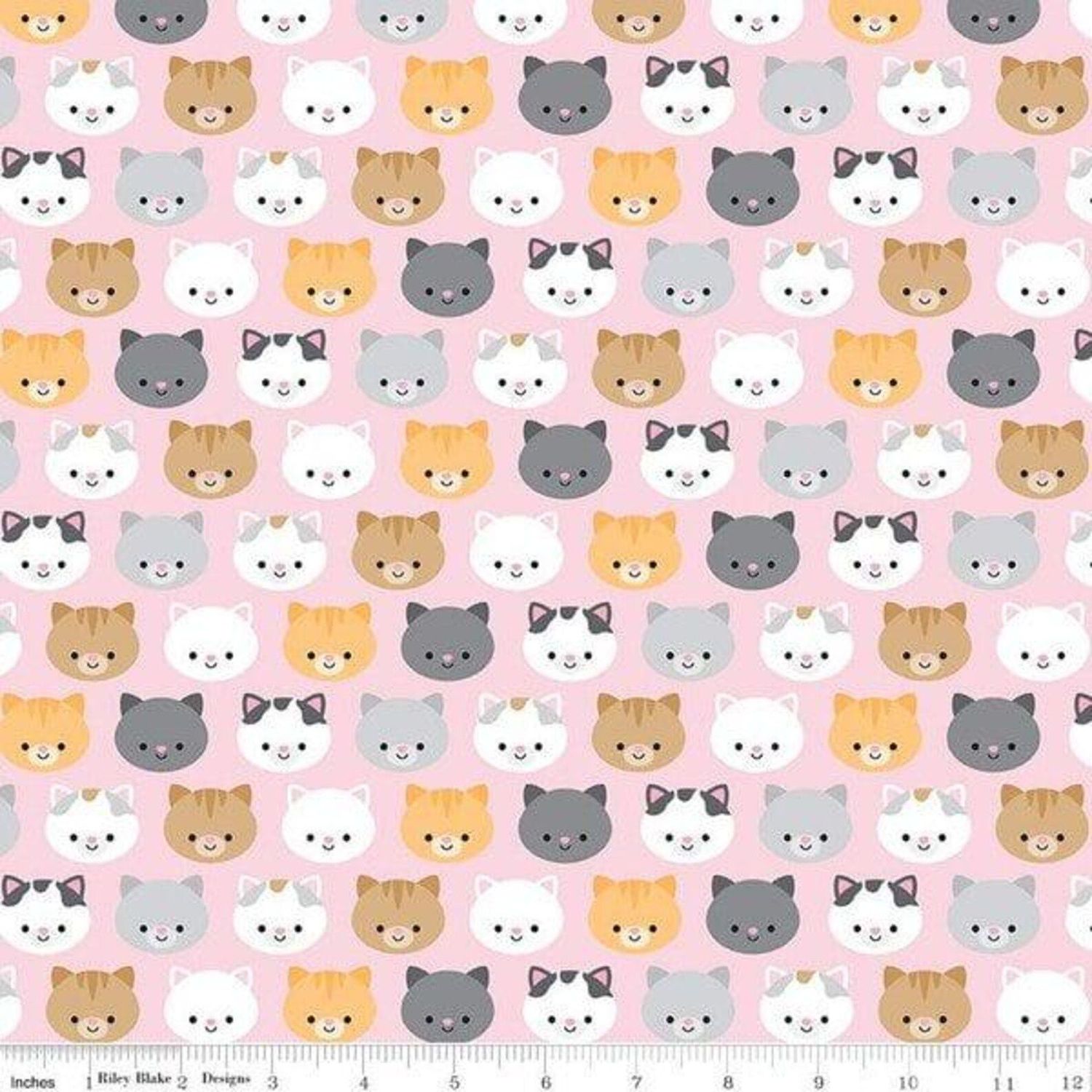Pretty Kitty tessuto con gattini su base rosa