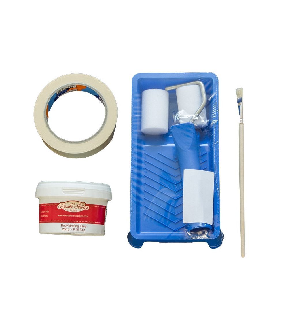 Kit colla, scotch, pennello e rullo per cartonnage