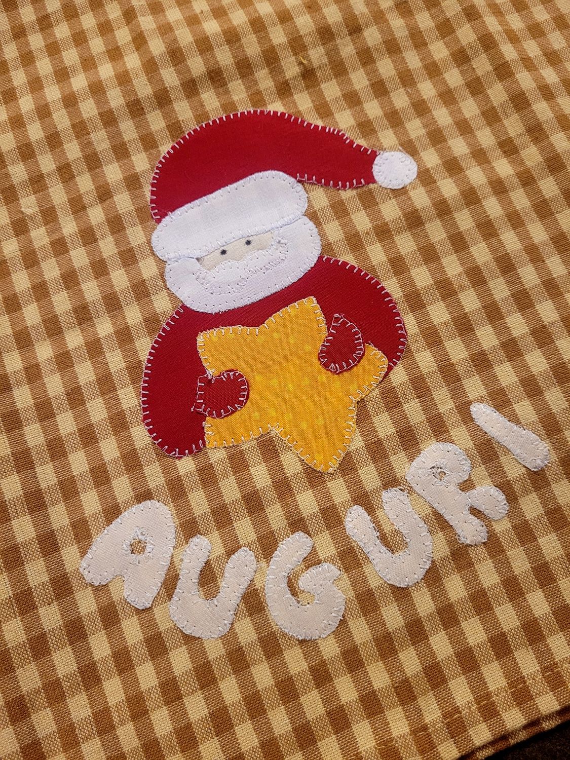 Kit strofinaccio con applique Babbo Natale