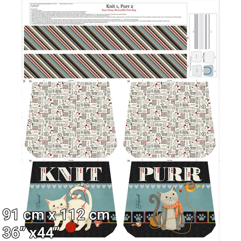 Pannello per borsa Knit Purr gatti che passione 856-252