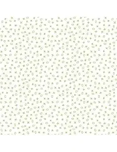 Tessuto Cream-Apple Green, Tessuto bianco con piccoli disegni verde mela Tessuto Cream-Apple Green, Tessuto bianco con piccoli disegni verde mela