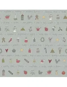 Tessuto All for Christmas by Anni Downs, azzurro con decori di Natale 2678-11