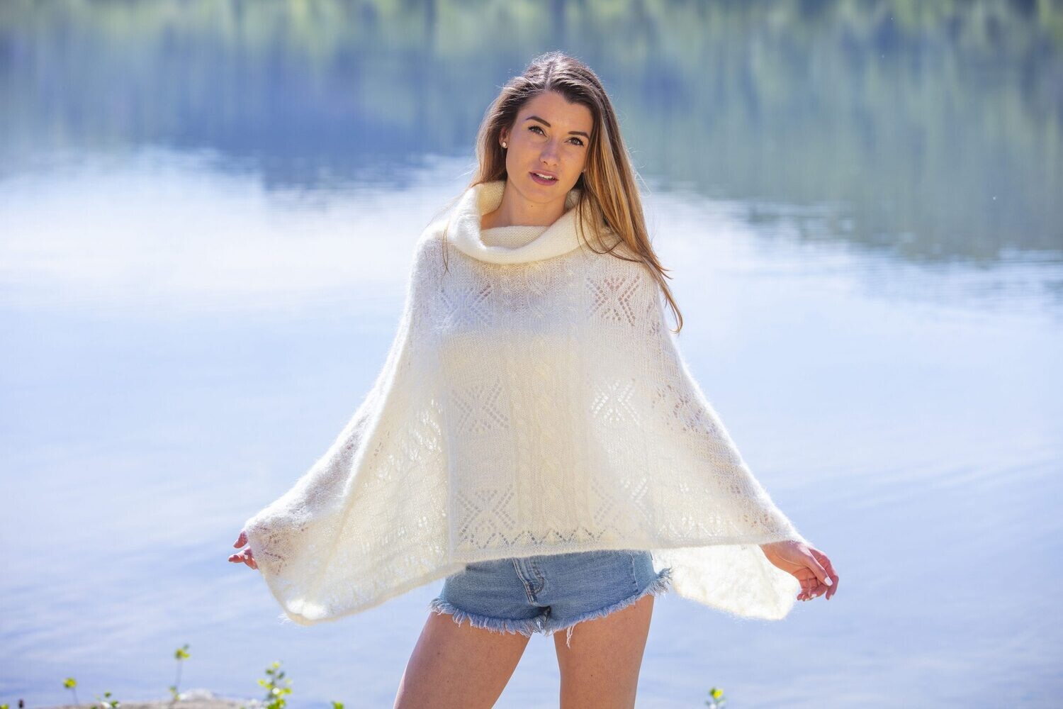 Poncho Selosse Ecru