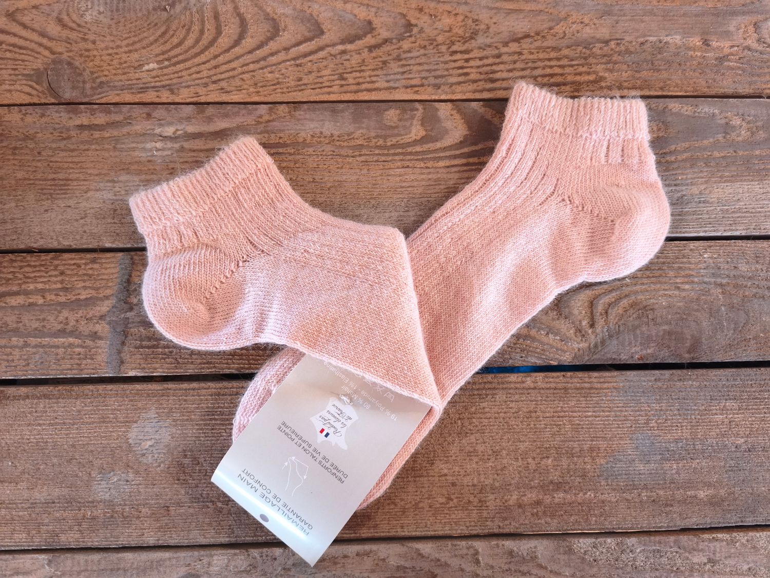 Socquettes 80% Mohair Rose Coton