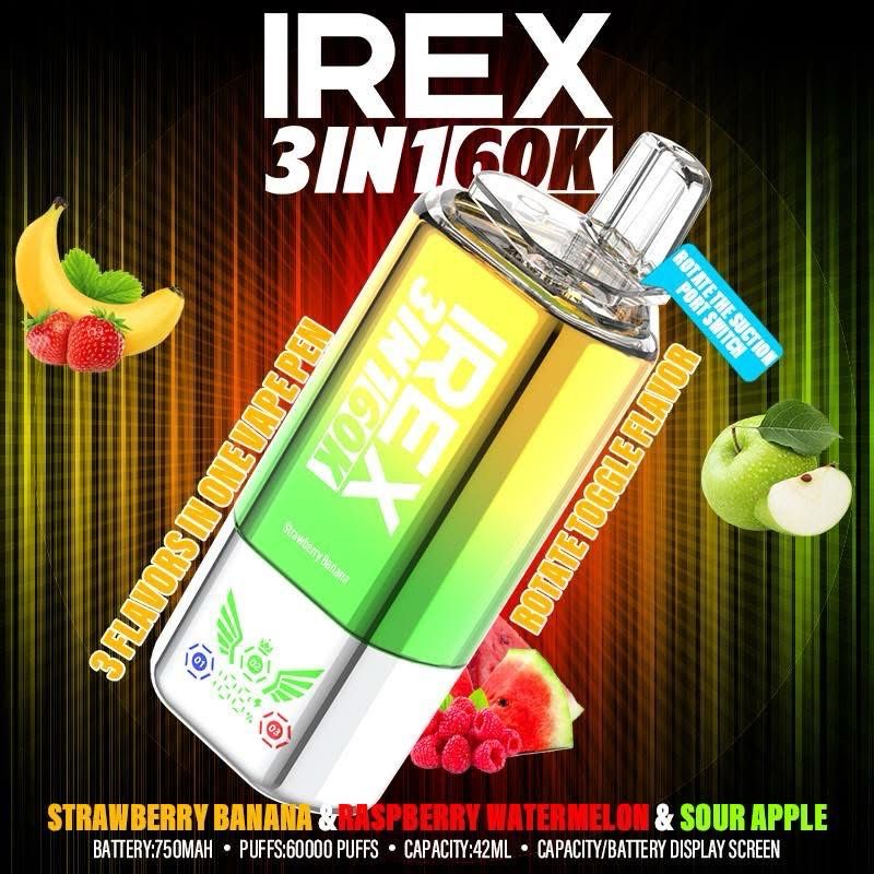 IREX (3 in 1) 60000 Strawberry Banana &amp; Raspberry Watermelon &amp; Sour Apple