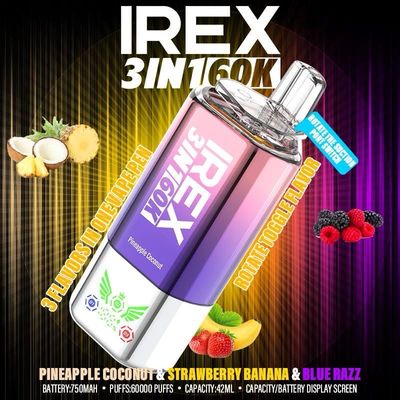 IREX (3 in 1) 60000 Pineapple Coconut &amp; Strawberry Banana &amp; Blue Razz