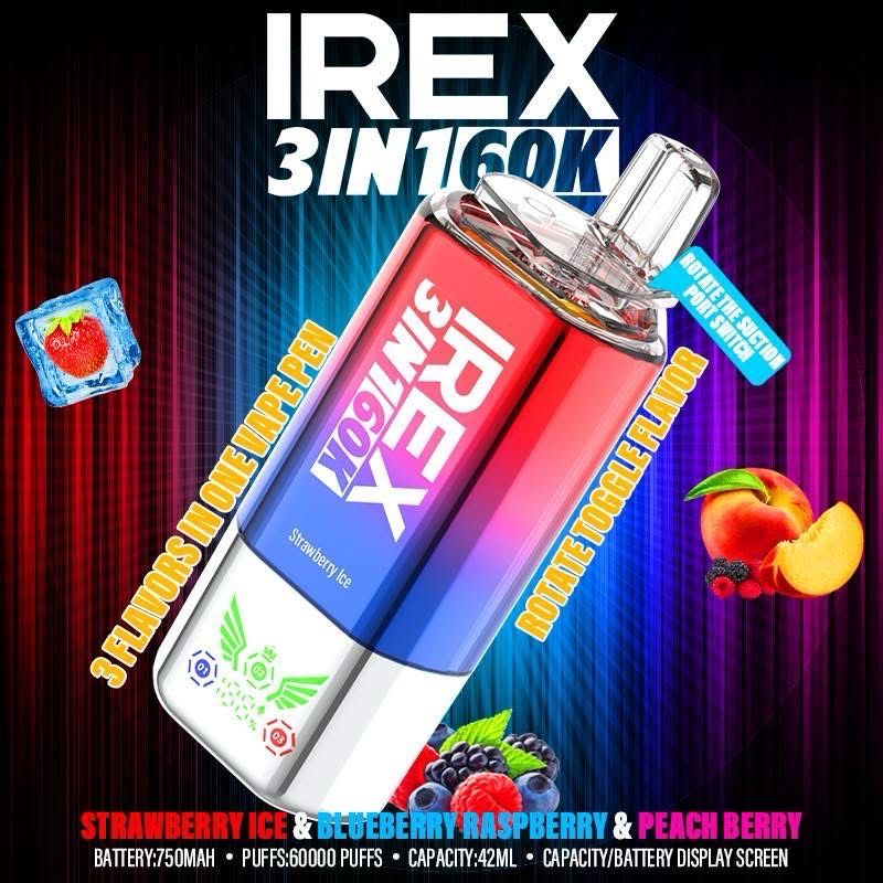 IREX (3 in 1) 60000 Strawberry Ice &amp; Blueberry Raspberry &amp; Peach Berry