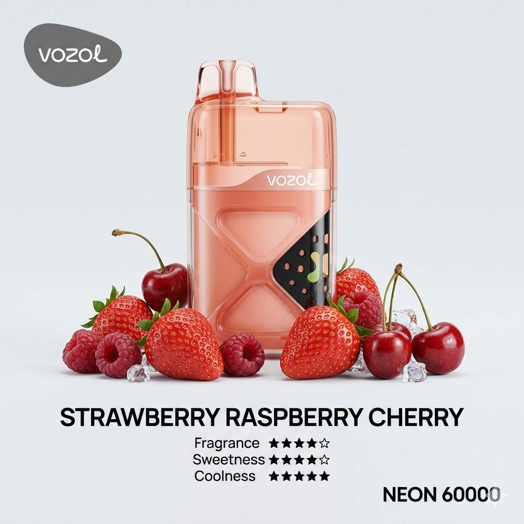 VOZOL NEON 60000 Strawberry Raspberry Cherry