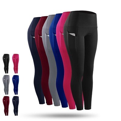 Multi-color Stitching Bag High Waist High Elastic Sports Running Yoga Bottoming Nine-point Pants