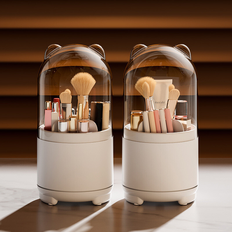 Transparent Dustproof Pen Holder 360 Rotating Makeup Brush Storage Box Transparent Dustproof Pen Holder Eyeshadow Brush Holder Lipstick Storage