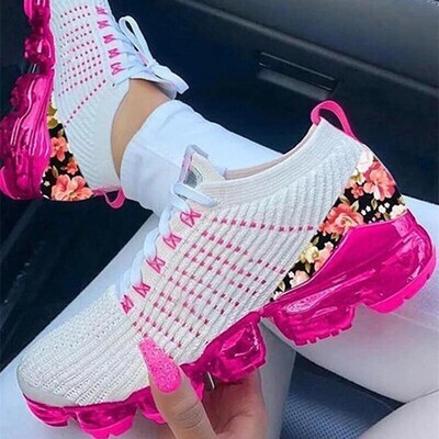 2021 Summer New Air Cushion Bottom Increase Women&#39;s Shoes Trendy Shoes Mesh Surface Breathable Casual Sports Shoes Large Size Foreign Trade