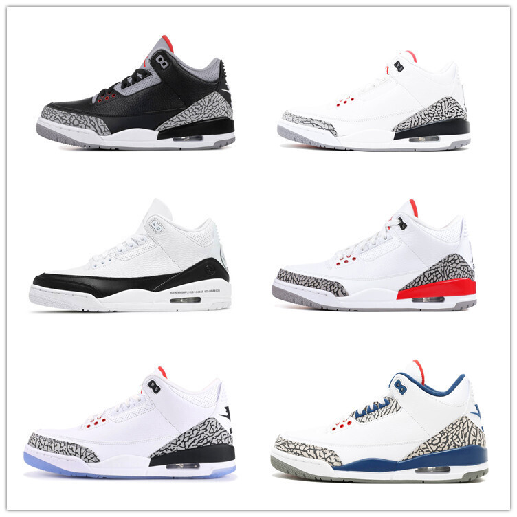 Jordan AJ3 Joe 3 Black Cement Flame Red Air Cushion Non-slip Men&#39;s Basketball Sports Shoes