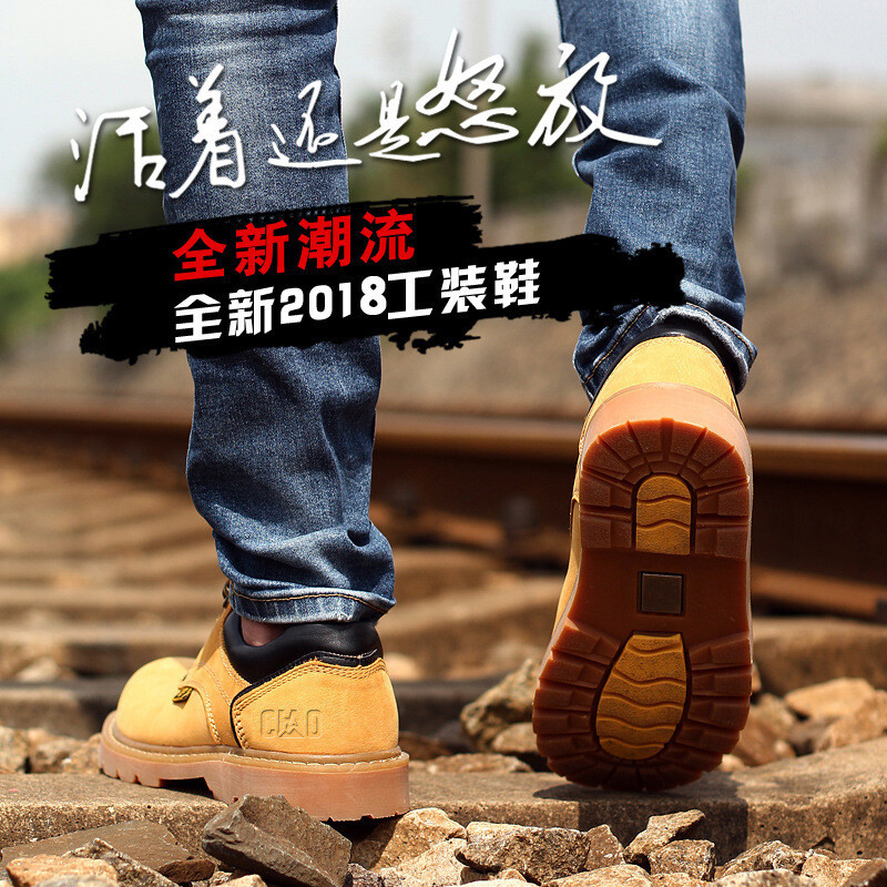 Tooling Men&amp;#039;s Top Layer Cowhide Protective Shoes Outdoor Work Shoes Martin Sneakers Steel Toe Safety Shoes