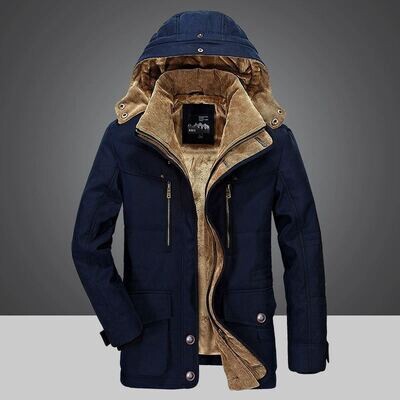 Winter 13029 Men&amp;#039;s Cotton Coat Mid-length Fleece-lined Thickened Middle-aged And Elderly Cotton Coat Large Size Multi-pocket Cotton Coat For Elderly