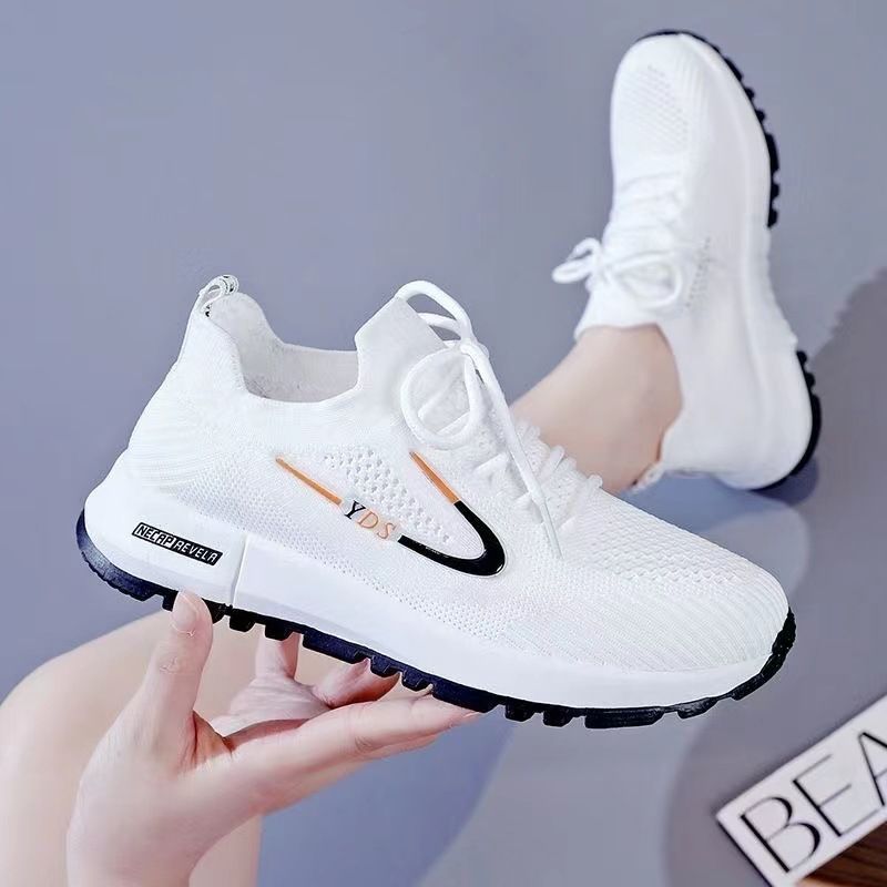 Foreign Trade Wholesale 2023 Summer Women&amp;#039;s Shoes Flying Woven Mesh Surface Leisure Sneaker Professional Running Shoes Super Light Student Shoes Women