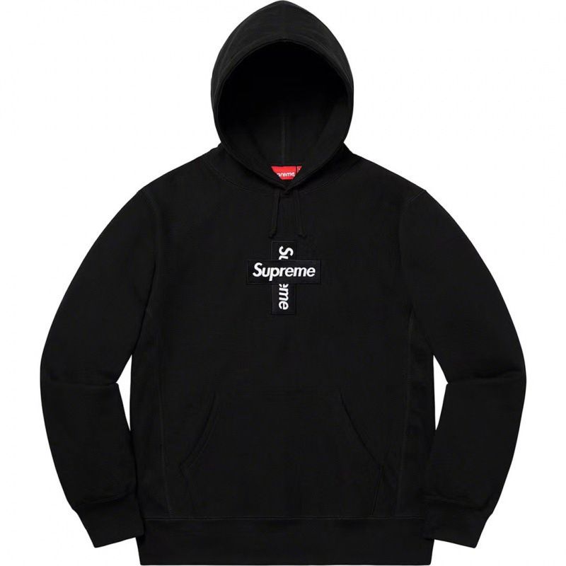 Fleece-Lined Full Series Hooded Sweatshirt Cashew Flower Box Classic Collaboration 19Fw 23Fw Wholesale, Color: E527 20FW cross black, Size: S