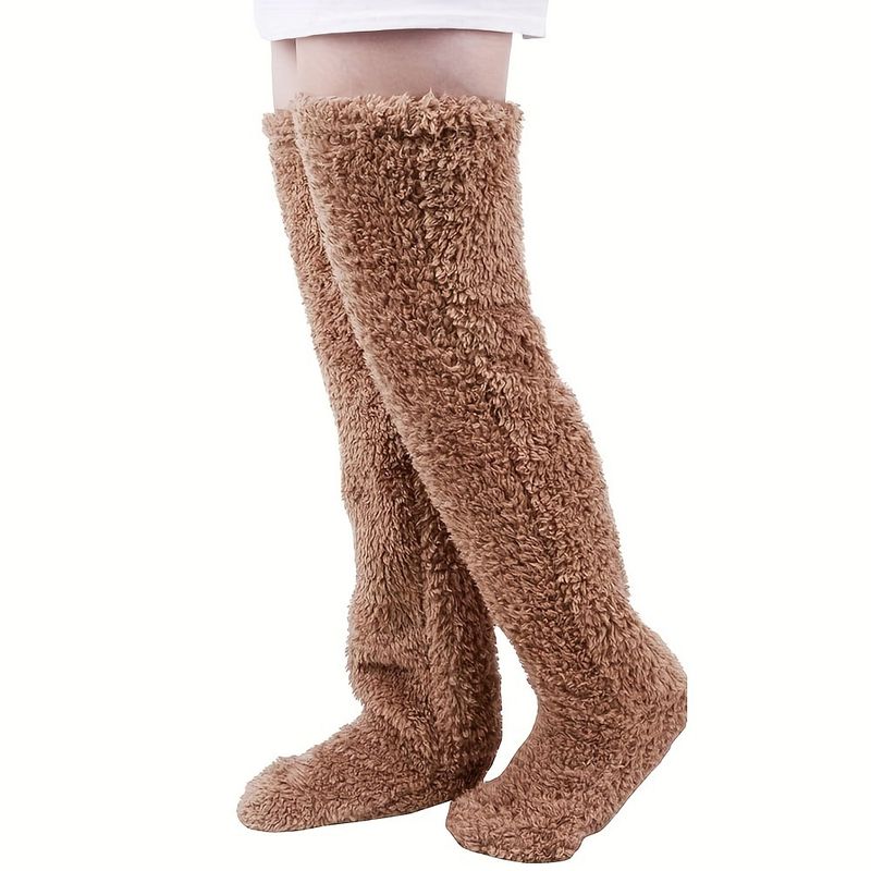 Thickened Goose Down Leg Warmers Knee Socks For Pregnant Women And The Elderly Cold Legs Teddy Bear High Long Tube Floor Socks Foot Warmers