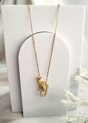 ♡18K Gold Plated 316L Stainless Steel Interlocking Zirconia Necklace