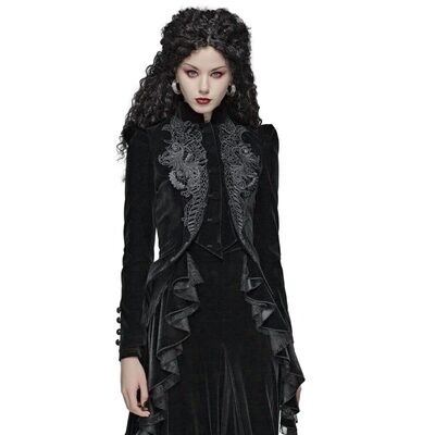 Gothic Weft Velvet Short Coat Black