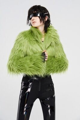 Faux Fur Punk Short Coat Green