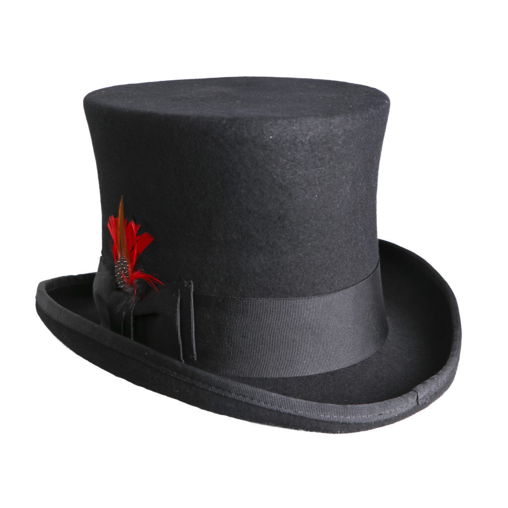 Deluxe 100% Wool Felt Steampunk Black Top Hat