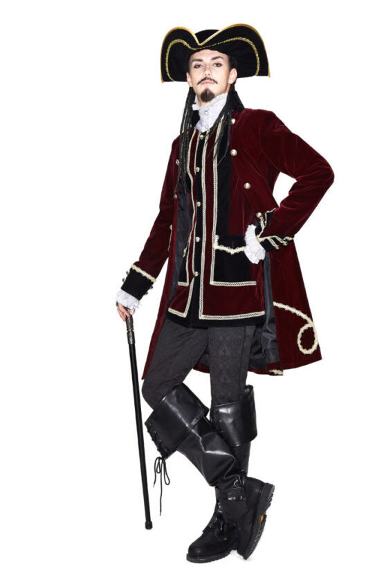 Deluxe 2 Piece Red Pirate Captain Coat and Vest