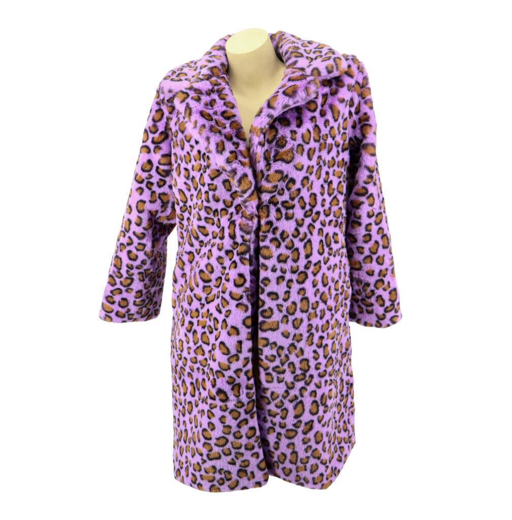 Faux Fur Purple Leopard Hip Hop Festival Coat