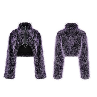 Purple Faux Fur Trim Gothic Festival Coat