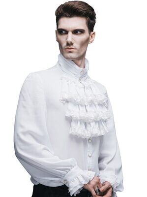 Gothic Ruffle Front White Vampire / Pirate Shirt